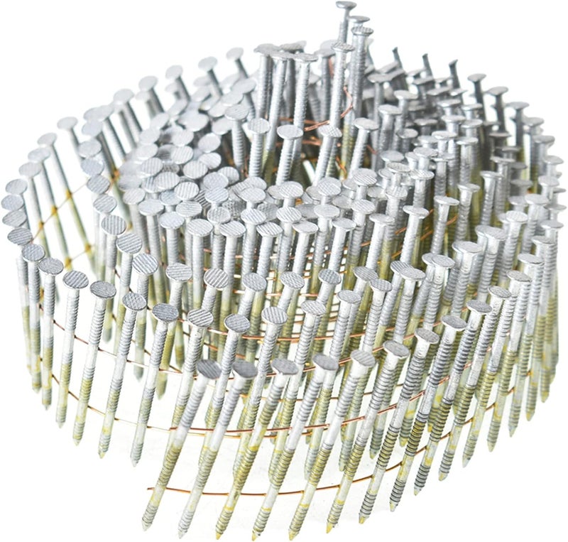 marddpair 15 Degree Coil Siding Nails 1-1/2-Inch x .092-Inch Collated Wire Coil Nails Full Roundhead Hot-dipped Galvanized 3600 Count - Image 1